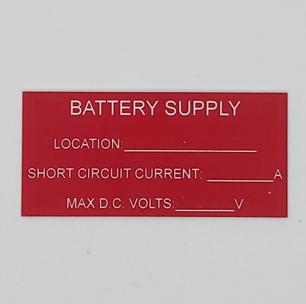 Solar Label “BATTERY SUPPLY” 85mm x 40mm – Make Your Mark Engraving