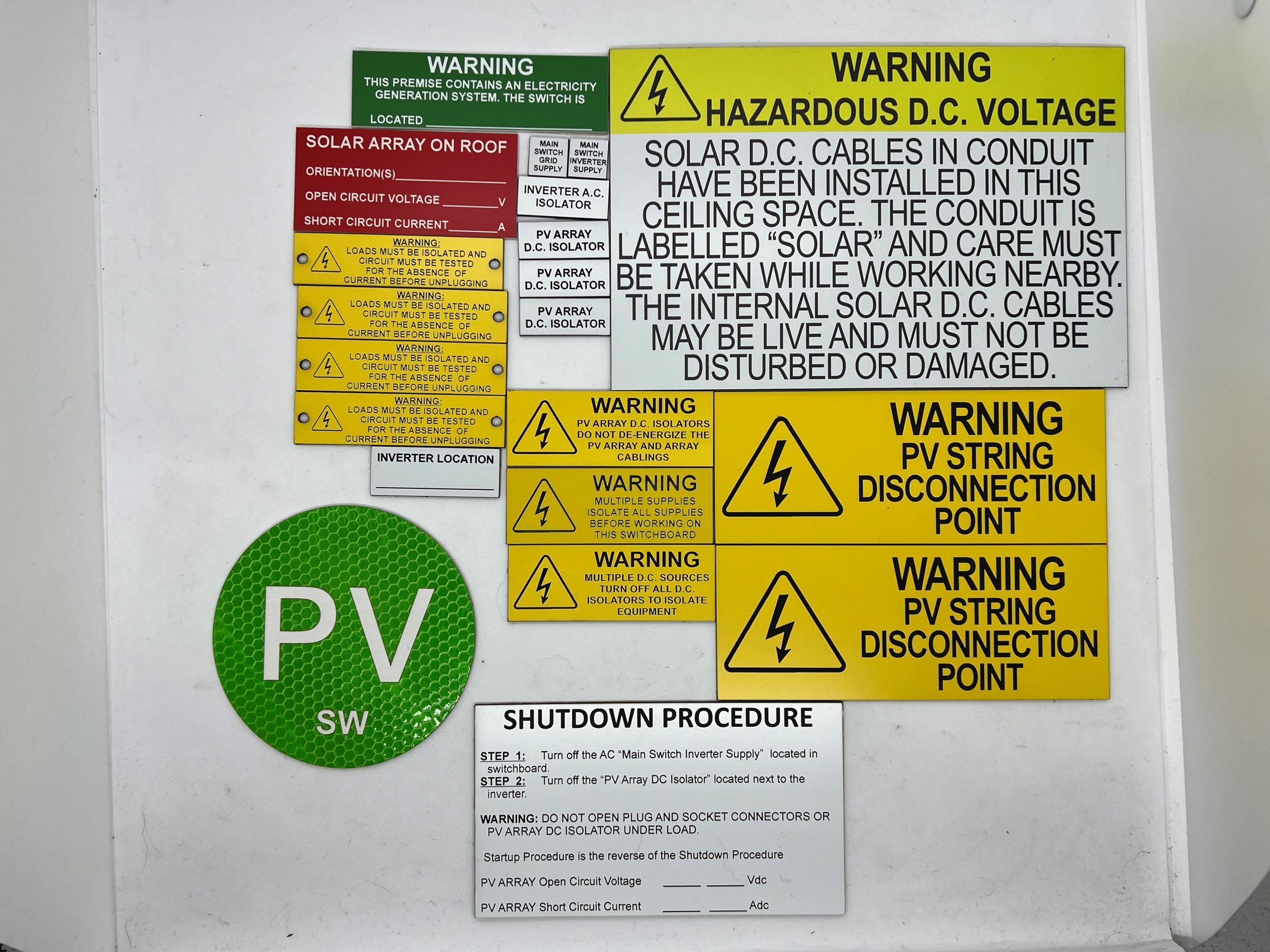 AS/NZS5033:2021 Solar Label Kit 100 Pack – Make Your Mark Engraving